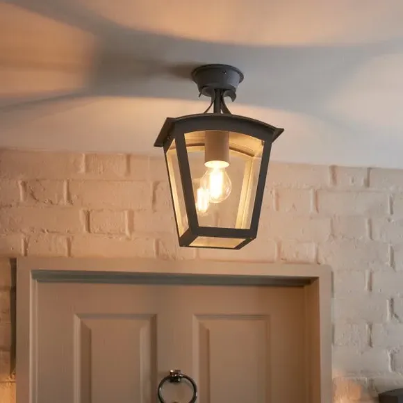 Semi Flush Porch Light - Grey, Stainless Steel