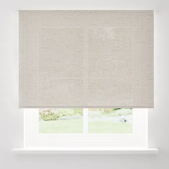 Semi Sheer Roller Blind Herringbone - White, Polyester