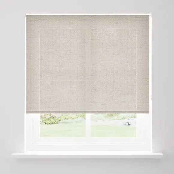 Semi Sheer Roller Blind Herringbone - White, Polyester