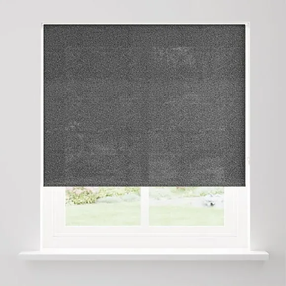 Semi Sheer Roller Blind with Boucle - Black