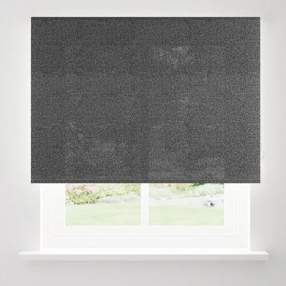 Semi Sheer Roller Blind with Boucle - Black
