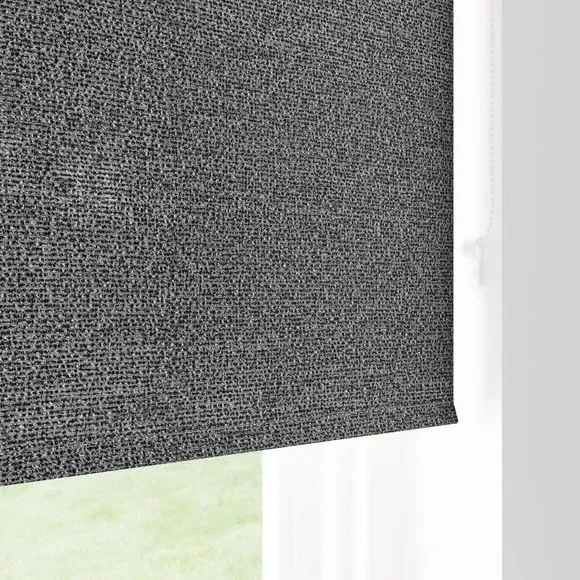 Semi Sheer Roller Blind with Boucle - Black