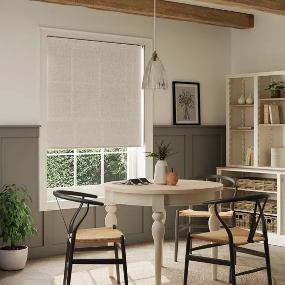 Semi Sheer Roller Blind with Boucle - Pebble