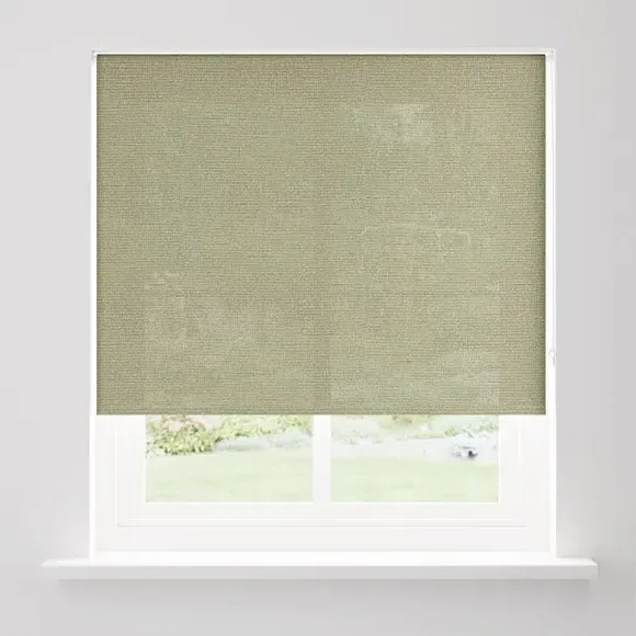 Semi Sheer Roller Blind with Boucle - Soft Olive