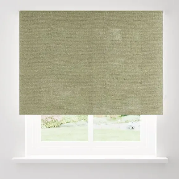 Semi Sheer Roller Blind with Boucle - Soft Olive