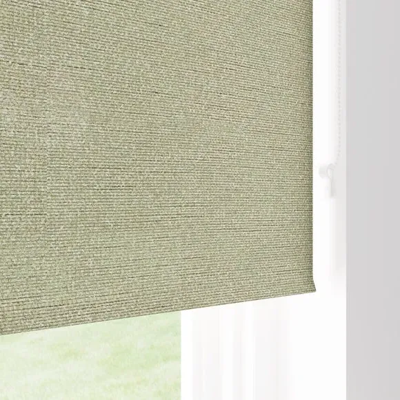 Semi Sheer Roller Blind with Boucle - Soft Olive
