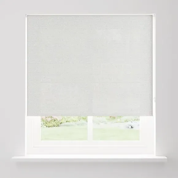Semi Sheer Roller Blind with Boucle - White
