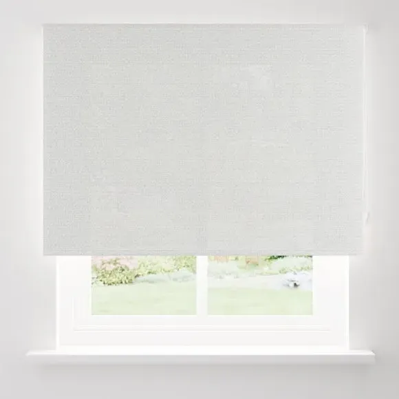 Semi Sheer Roller Blind with Boucle - White