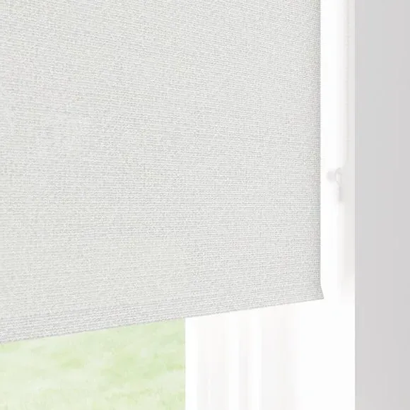 Semi Sheer Roller Blind with Boucle - White