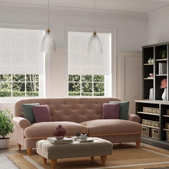 Semi Sheer Roller Blind with Pattern - Natural