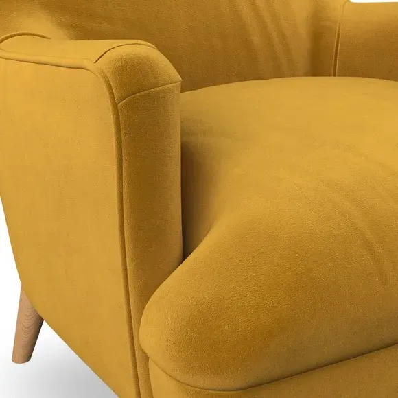 Semi-Wingback Armchair with Pleated Arms - Amber