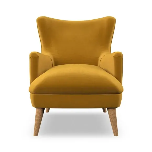 Semi-Wingback Armchair with Pleated Arms - Amber