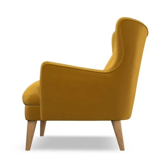 Semi-Wingback Armchair with Pleated Arms - Amber
