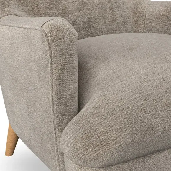 Semi-Wingback Armchair with Pleated Arms - Mushroom
