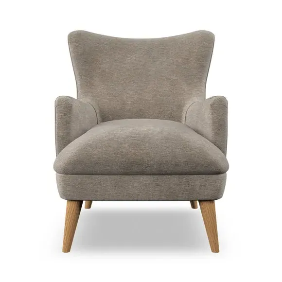 Semi-Wingback Armchair with Pleated Arms - Mushroom