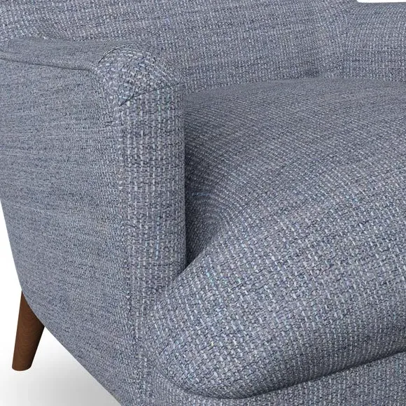 Semi-Wingback Armchair with Pleated Arms - Navy