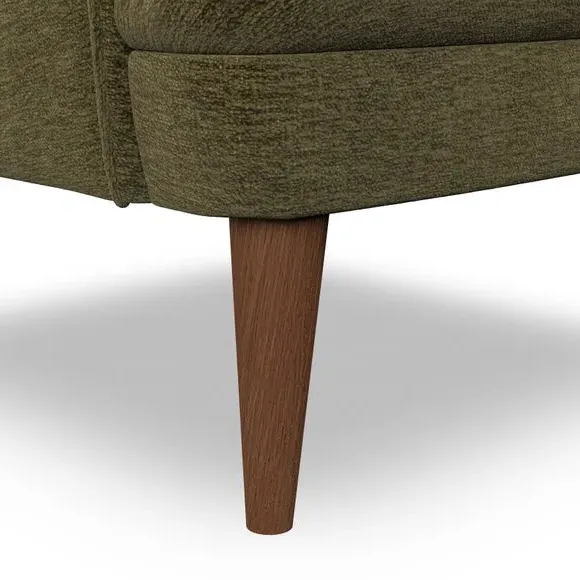 Semi-Wingback Armchair with Pleated Arms - Olive