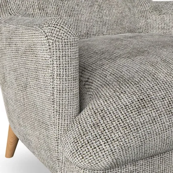 Semi-Wingback Armchair with Pleated Arms - Silver