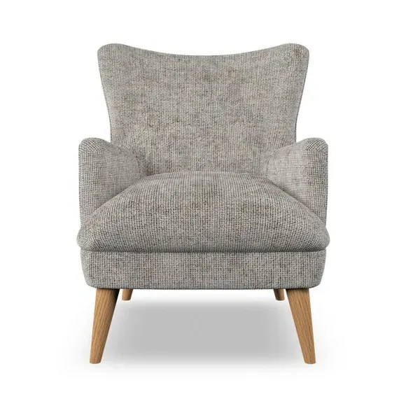 Semi-Wingback Armchair with Pleated Arms - Silver
