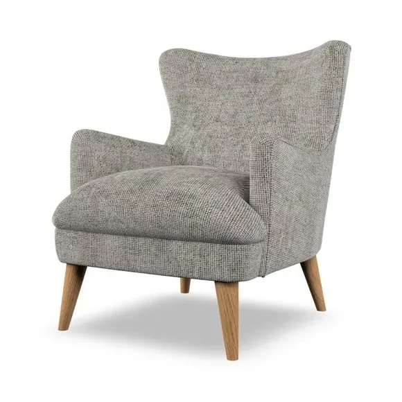 Semi-Wingback Armchair with Pleated Arms - Silver