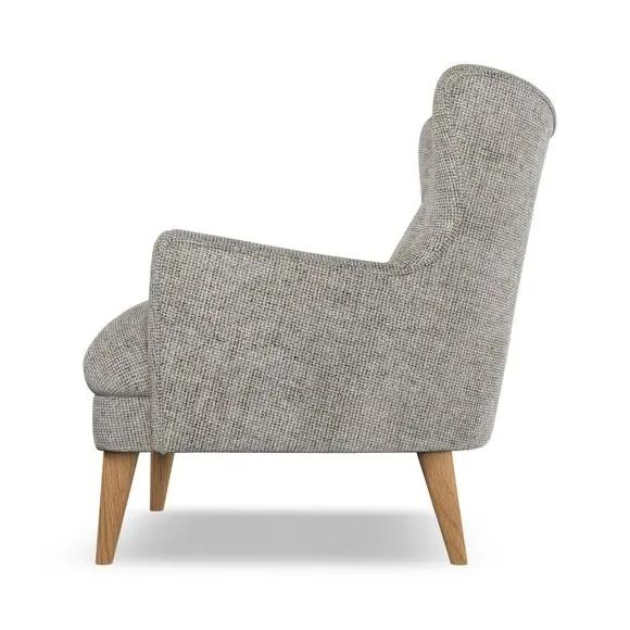 Semi-Wingback Armchair with Pleated Arms - Silver