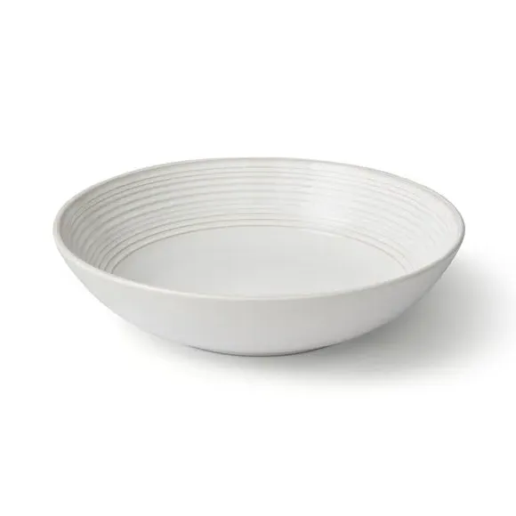 Serve Bowl with Ripple Design - White, Stoneware