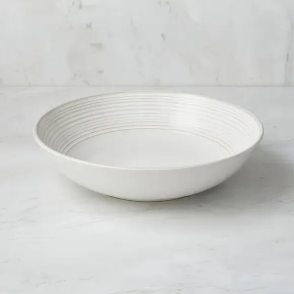 Serve Bowl with Ripple Design - White, Stoneware image