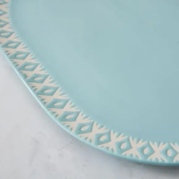 Serving Platter Fairisle Pattern - Blue, Porcelain