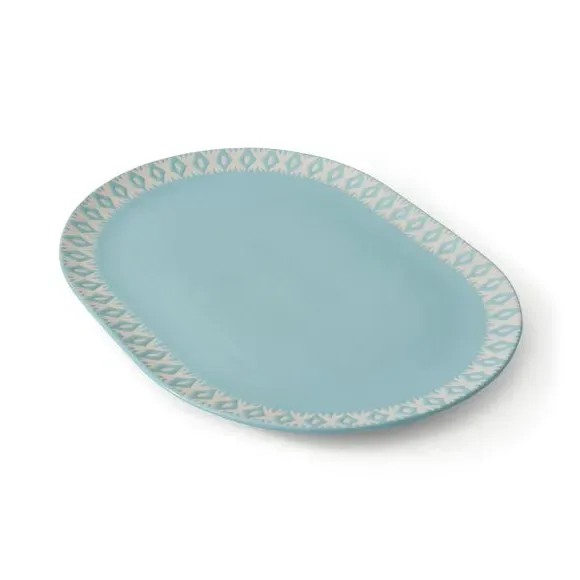 Serving Platter Fairisle Pattern - Blue, Porcelain