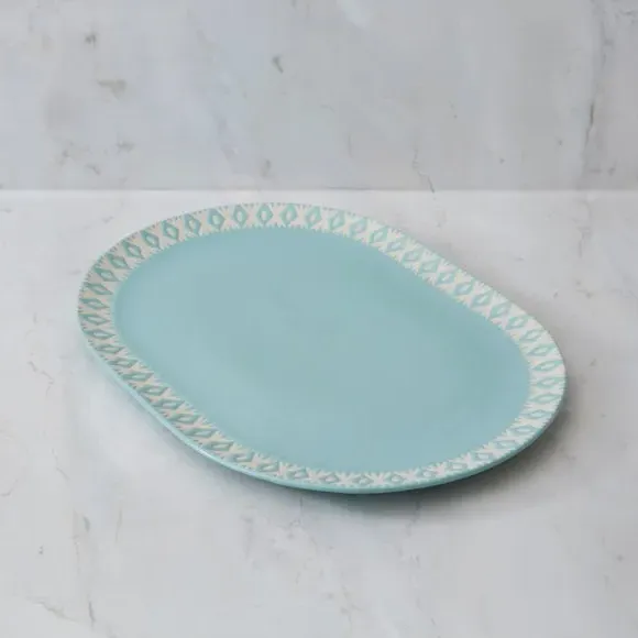 Serving Platter Fairisle Pattern - Blue, Porcelain image