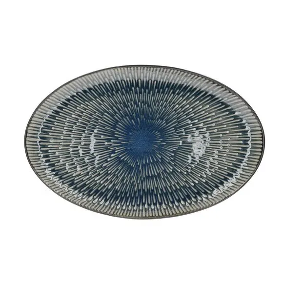 Serving Platter Reactive Glaze - Duck Egg, Earthenware image