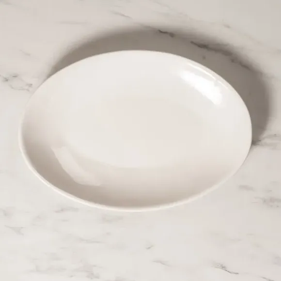 Serving Platter with Glazed Finish - White, Bone China