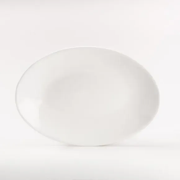 Serving Platter with Glazed Finish - White, Bone China