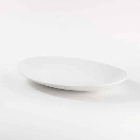 Serving Platter with Glazed Finish - White, Bone China