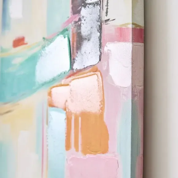 Set of 2 Abstract Canvas Wall Art - Multicolor