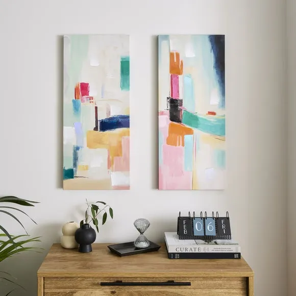 Set of 2 Abstract Canvas Wall Art - Multicolor image