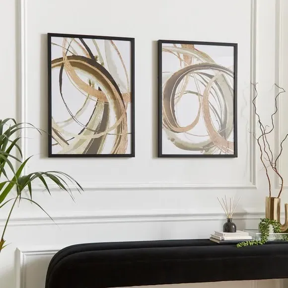 Set of 2 Abstract Framed Prints - Multicolor image