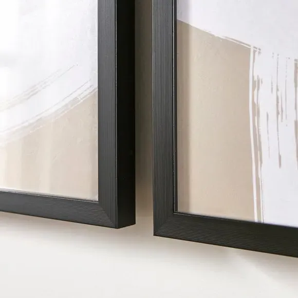 Set of 2 Abstract Framed Prints - White, Black Frame