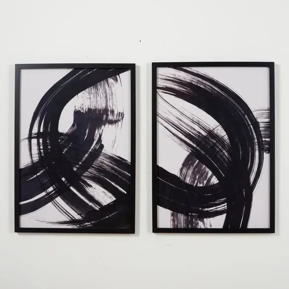Set of 2 Abstract Wall Prints - Black Frame