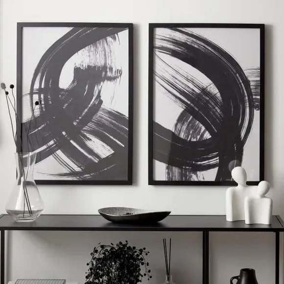 Set of 2 Abstract Wall Prints - Black Frame image