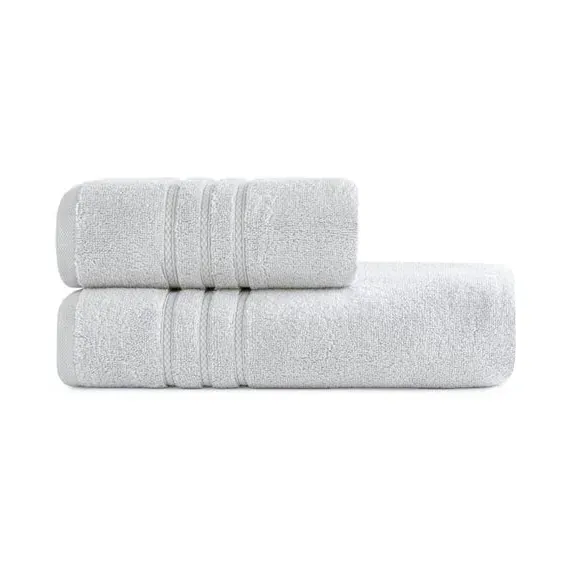 Set of 2 Bath Towels - Foil Silver, Cotton