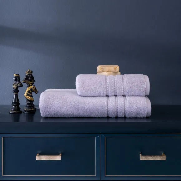 Set of 2 Bath Towels - Foil Silver, Cotton