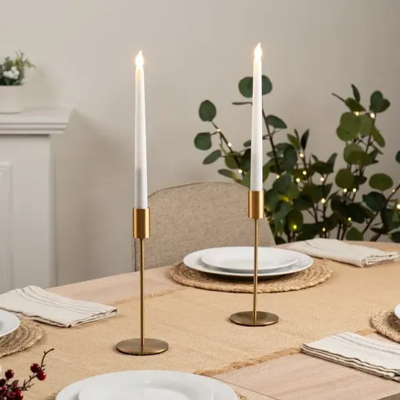 Set of 2 Candlestick Holders - Gold, Metal image