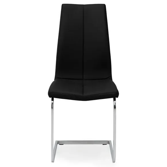 Set of 2 Cantilever Dining Chairs - Black, Faux Leather