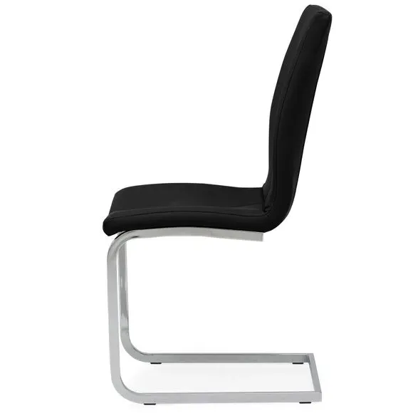 Set of 2 Cantilever Dining Chairs - Black, Faux Leather