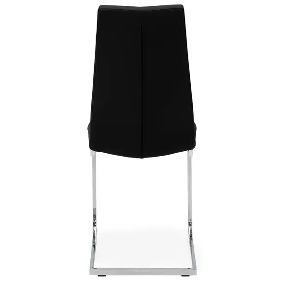 Set of 2 Cantilever Dining Chairs - Black, Faux Leather