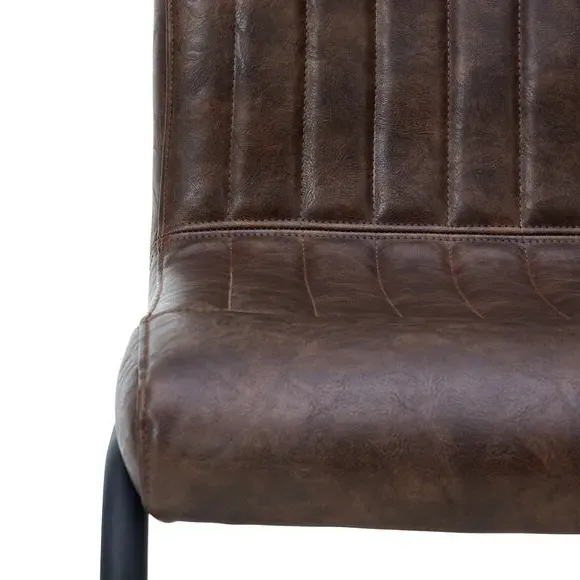 Set of 2 Cantilever Dining Chairs - Brown, Faux Leather