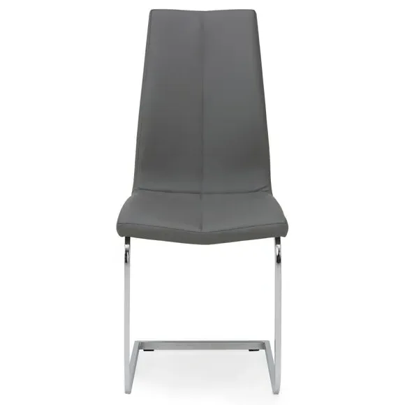 Set of 2 Cantilever Dining Chairs - Grey, Faux Leather