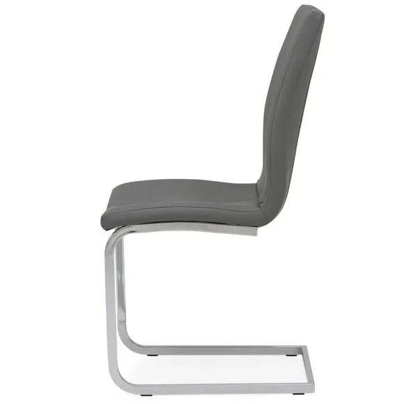Set of 2 Cantilever Dining Chairs - Grey, Faux Leather