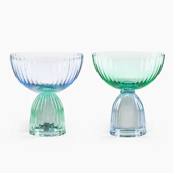 Set of 2 Coupe Glasses - Blue, Soda Glass